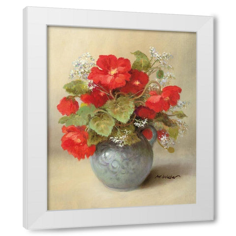 RED BOUQUET White Modern Wood Framed Art Print by Weber, Max