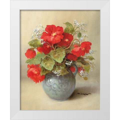 RED BOUQUET White Modern Wood Framed Art Print by Weber, Max