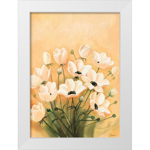 White poppies 2-3 White Modern Wood Framed Art Print by Jasper