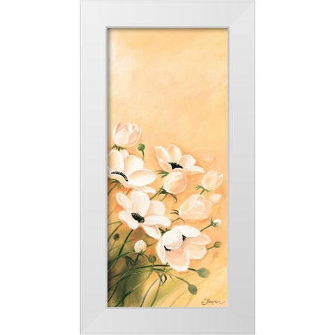 White poppies 3-3 White Modern Wood Framed Art Print by Jasper
