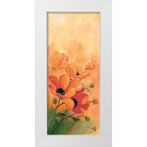 Red poppies 1-3 White Modern Wood Framed Art Print by Jasper