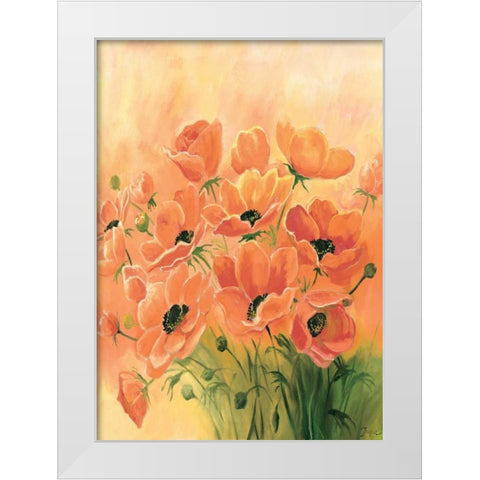 Red poppies 2-3 White Modern Wood Framed Art Print by Jasper