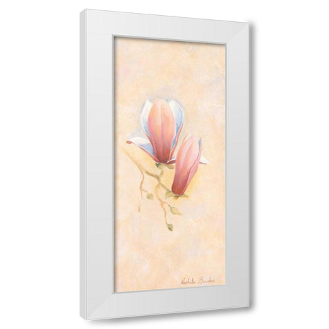 Pink magnolia 1-3 White Modern Wood Framed Art Print by Boucher, Nathalie