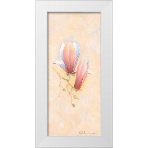 Pink magnolia 1-3 White Modern Wood Framed Art Print by Boucher, Nathalie