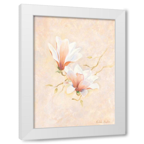 Pink magnolia 2-3 White Modern Wood Framed Art Print by Boucher, Nathalie