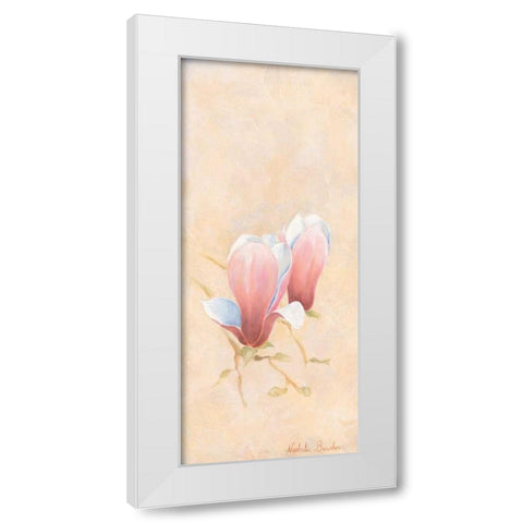 Pink magnolia 3-3 White Modern Wood Framed Art Print by Boucher, Nathalie