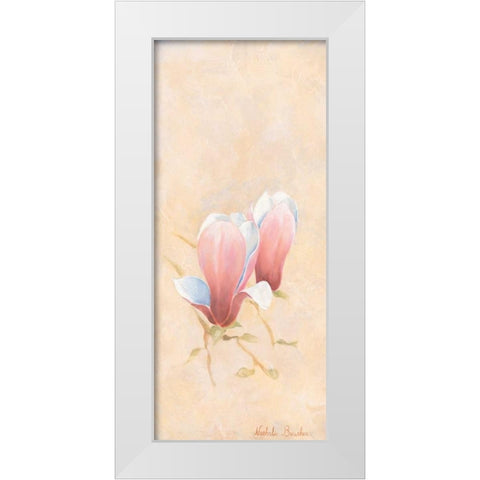Pink magnolia 3-3 White Modern Wood Framed Art Print by Boucher, Nathalie