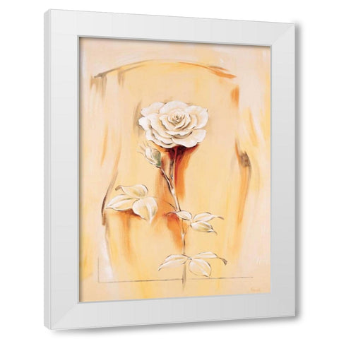 Rose White Modern Wood Framed Art Print by Renee