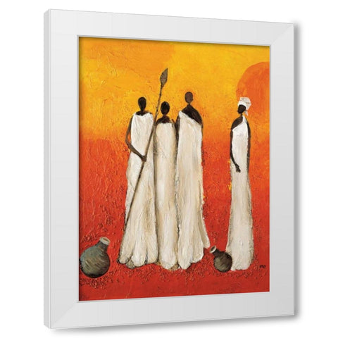 African fighter 2-3 White Modern Wood Framed Art Print by Hedy