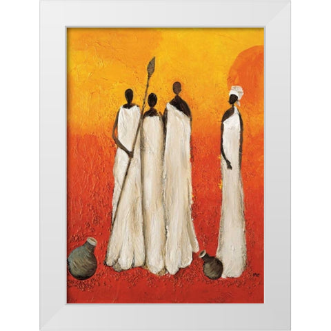 African fighter 2-3 White Modern Wood Framed Art Print by Hedy