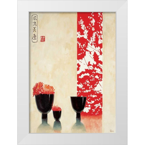 Asian bowls I White Modern Wood Framed Art Print by Renee