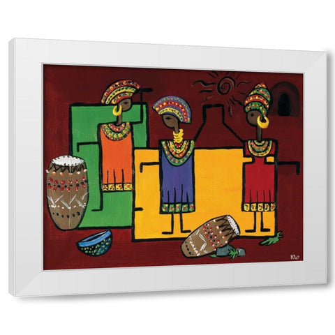 Colorful Africa II White Modern Wood Framed Art Print by Hedy