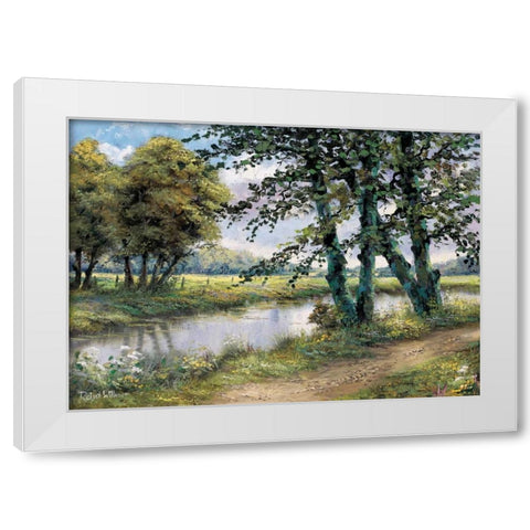 River and trees White Modern Wood Framed Art Print by Withaar, Reint