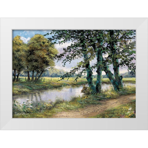 River and trees White Modern Wood Framed Art Print by Withaar, Reint