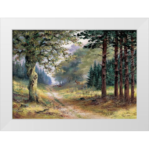 Trees White Modern Wood Framed Art Print by Withaar, Reint