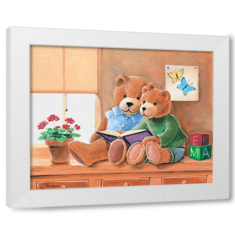 Mrs. And Mr. Bear II White Modern Wood Framed Art Print by Jasper