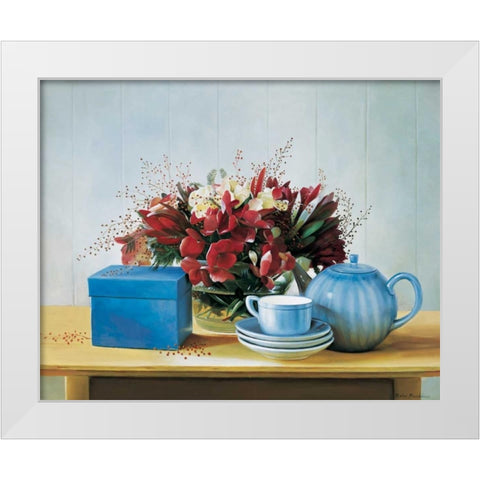 Stillife with teapot White Modern Wood Framed Art Print by Bradshaw, Zeke