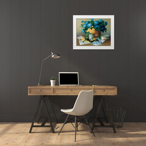 Hydrageas White Modern Wood Framed Art Print by Bradshaw, Zeke