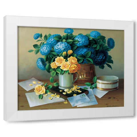 Hydrageas White Modern Wood Framed Art Print by Bradshaw, Zeke
