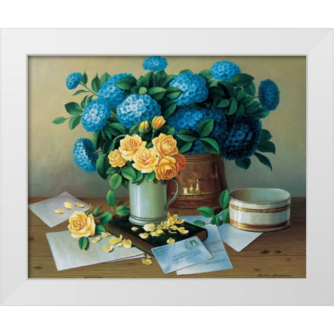 Hydrageas White Modern Wood Framed Art Print by Bradshaw, Zeke