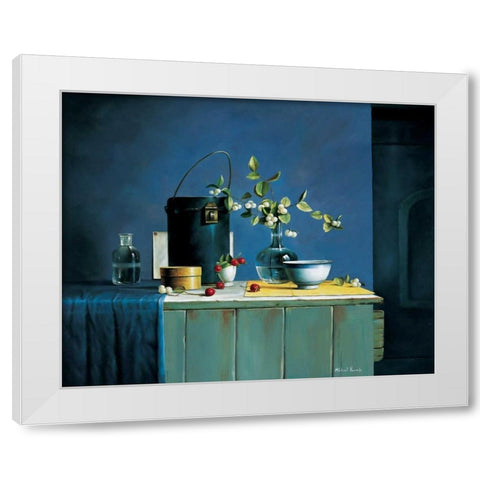 Stillife in blue White Modern Wood Framed Art Print by Harris, Michael