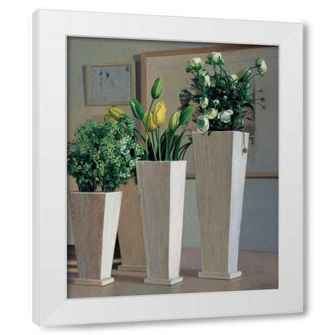 Stillife with white vases White Modern Wood Framed Art Print by Demmick, James