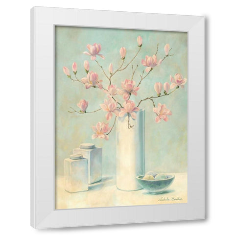 Pink flowers I White Modern Wood Framed Art Print by Boucher, Nathalie