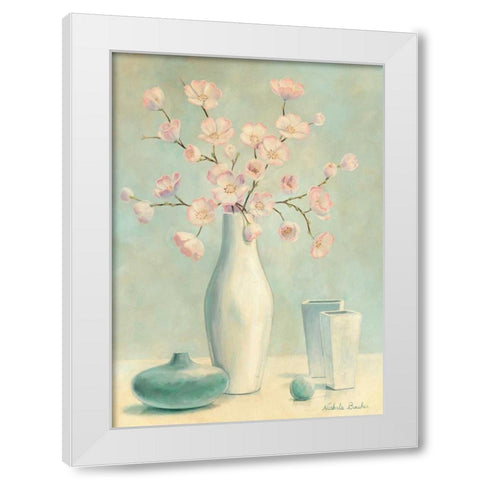 Pink flowers II White Modern Wood Framed Art Print by Boucher, Nathalie