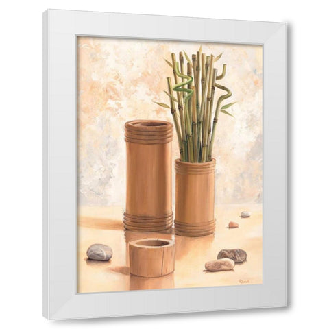 Zen bamboo I White Modern Wood Framed Art Print by Renee