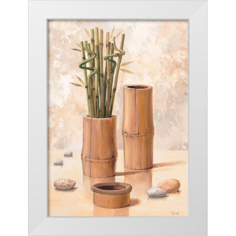 Zen bamboo II White Modern Wood Framed Art Print by Renee