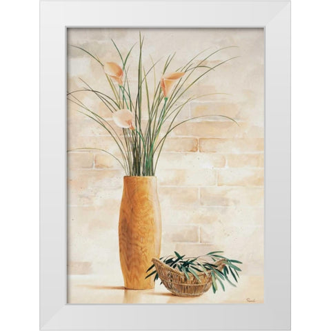 Grass in vase II White Modern Wood Framed Art Print by Renee