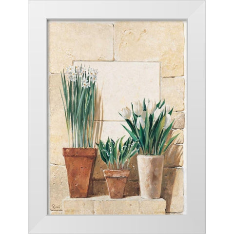 Three in a row White Modern Wood Framed Art Print by Renee