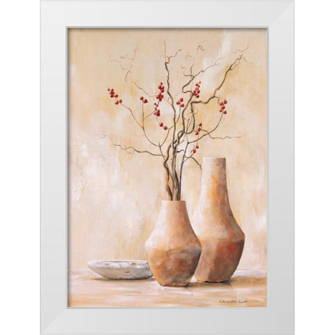Red berries IV White Modern Wood Framed Art Print by Lien, Christopher