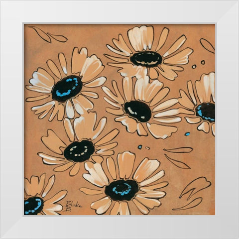 Happy daisies I White Modern Wood Framed Art Print by Blake B