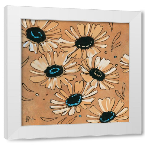 Happy daisies II White Modern Wood Framed Art Print by Blake B