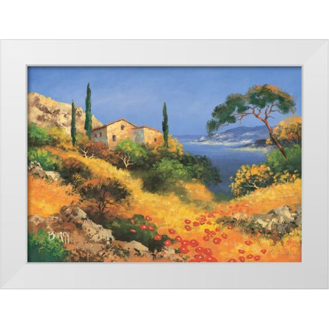 View on ocean I White Modern Wood Framed Art Print by Burgy