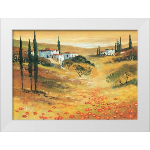 Poppies in Tuscany I White Modern Wood Framed Art Print by Burgy