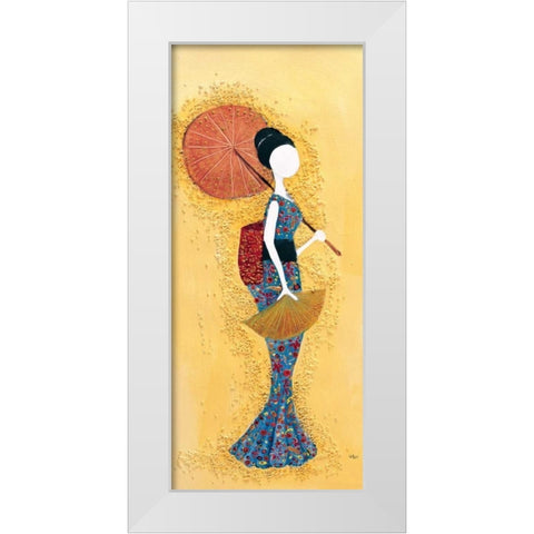 Japanese lady I White Modern Wood Framed Art Print by Hedy