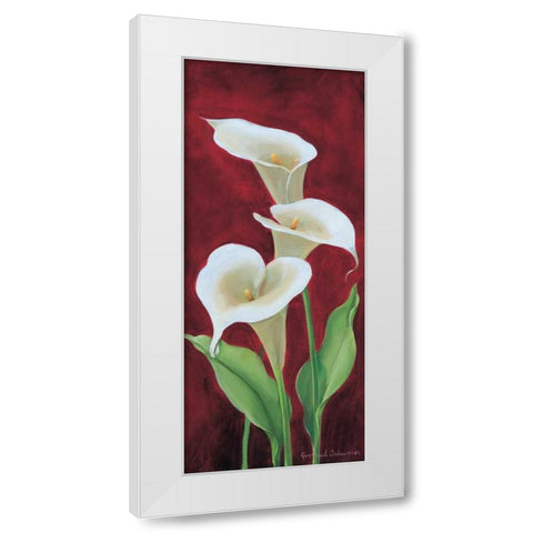Calla on burgundy III White Modern Wood Framed Art Print by Schweser, Gertrud