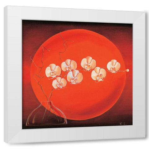 Vase in circle II White Modern Wood Framed Art Print by Leijs, Karin