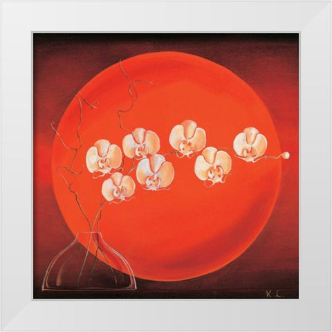 Vase in circle II White Modern Wood Framed Art Print by Leijs, Karin