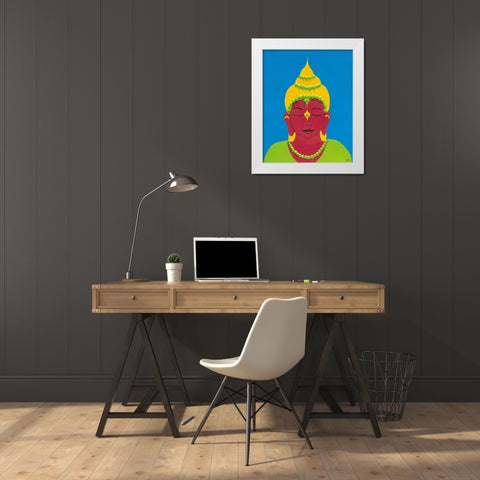 Buddha II White Modern Wood Framed Art Print by Hedy