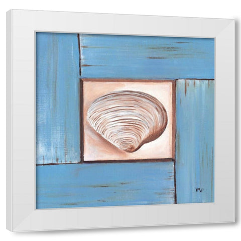 Scallop Shell White Modern Wood Framed Art Print by Hedy