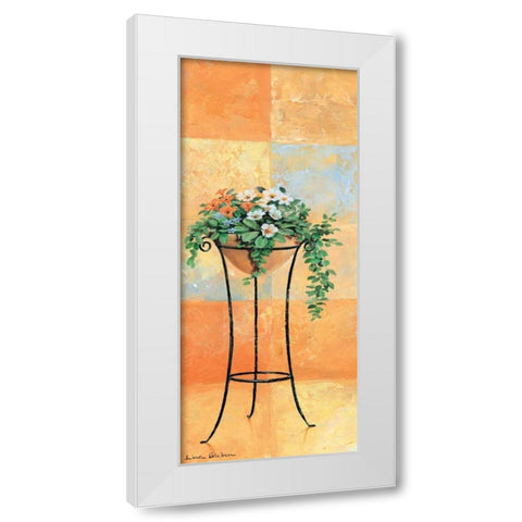 Flowers and tiles I White Modern Wood Framed Art Print by Gieben, Lina