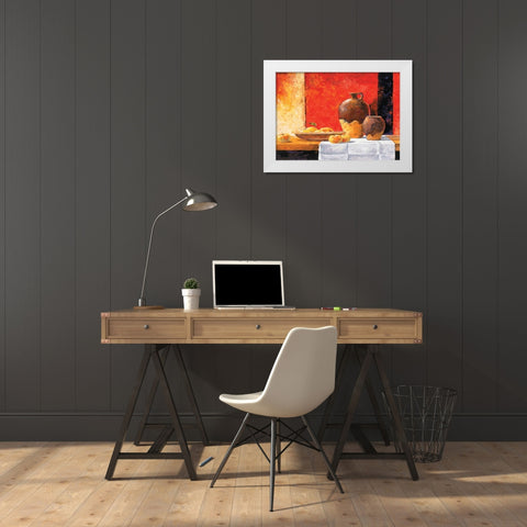 Stillife with apples I White Modern Wood Framed Art Print by Nauts, Frans