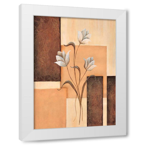 Tulips on blocks II White Modern Wood Framed Art Print by Hedy