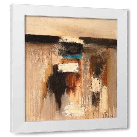 Composition in beige White Modern Wood Framed Art Print by Florenti, Isa