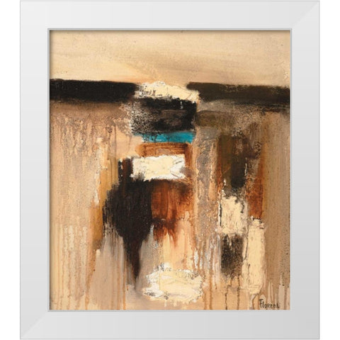 Composition in beige White Modern Wood Framed Art Print by Florenti, Isa
