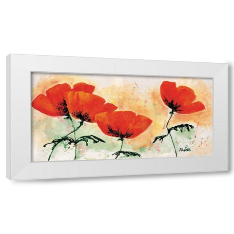 Poppies on ricepaper I White Modern Wood Framed Art Print by Florenti, Isa