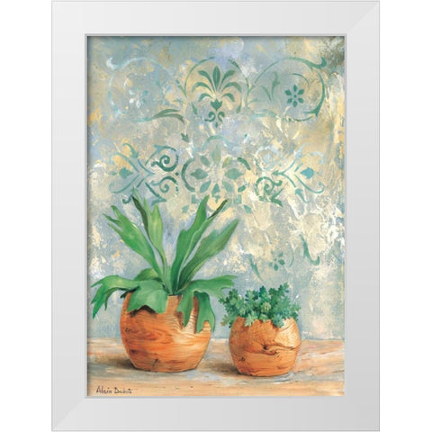 Green plants I White Modern Wood Framed Art Print by Dubois, Alain